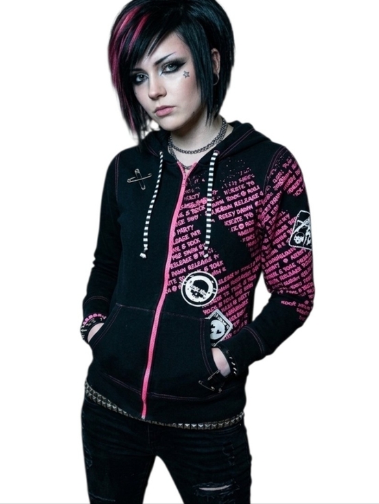 Abbey Dawn Tops - Abbey Dawn Black Hoodie with Pink Accents